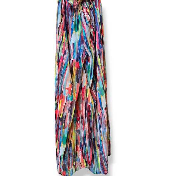 Jack Watercolor Multicolor Jumpsuit Size M Backless Flowy Colorful Wide Leg Boho - Picture 8 of 10